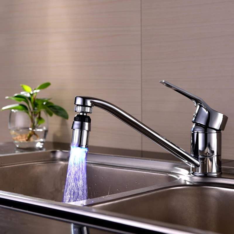22mm Temperature control 360 degree rotating color change faucet universal splash filter internal thread interface Bathroom 2020 |