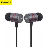 awei q5i metal wired laptop earphone computer earbuds stereo headset clean sound with mic super bass in ear for online learning