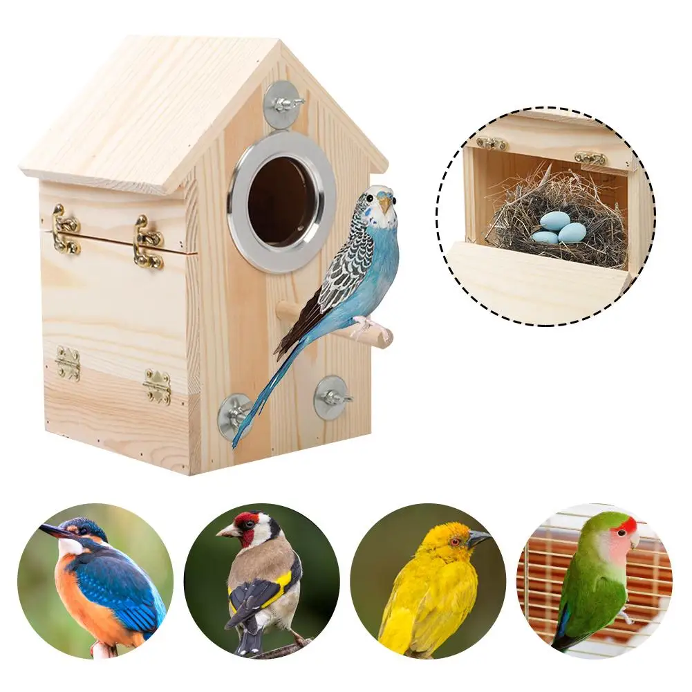 Pet Bird House Wooden Side Opening Breeding Box Nest Feeder Budgerigar Parrot Incubator Cage Home Balcony Decoration | Дом и сад