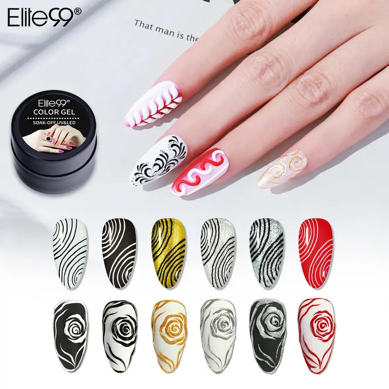 Elite99 5ml No-Wipe 3D Embossing Effect Gel Nail Polish Drawing Painting UV Art Manicure Hybrid Varnish GelLak | Красота и здоровье