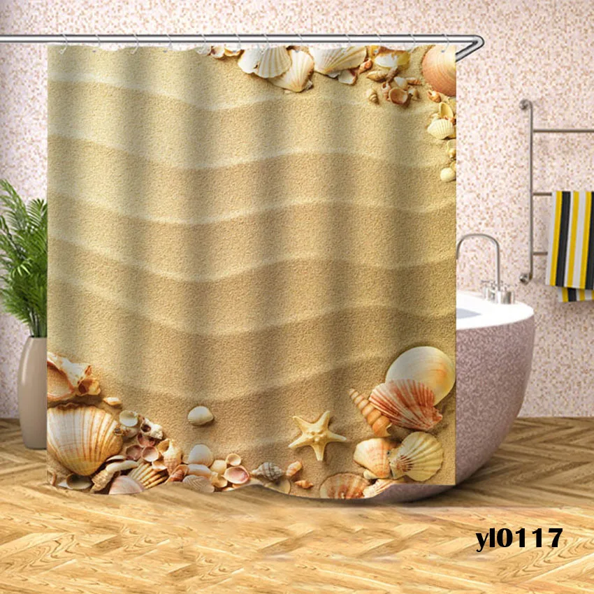 Pattern 2 Пляжная раковина, морская водостойкая занавеска для душа, напечатанная занавеска для ванной, занавеска для ванной, крышка для ванной, очень большая, широкая, 12 шт. крючков - Цвет: Pattern 2