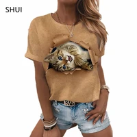 2021 summer new ladies kawaii cute cat face breathable loose t shirt small fresh top niche design short sleeve camiseta masculin