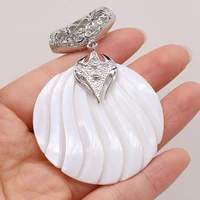 natural freshwater mother of pearl shell round pendant handmade crafts diy necklace jewelry accessories gift making size 50x50mm