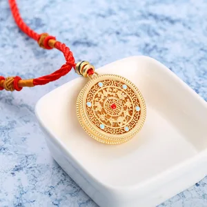 Natural south red enamel porcelain hollow Pendant Necklace Chinese style retro unique ancient gold craft CHARM Silver Jewelry Natural south red enamel porcelain hollow Pendant Necklace Chinese style retro unique ancient gold craft CHARM Silver Jewelry