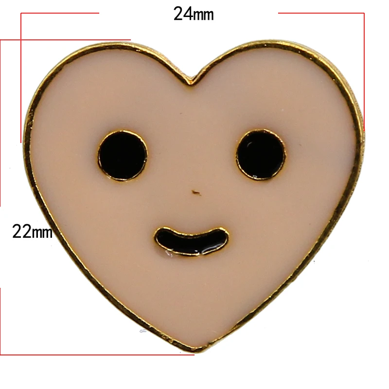 Милая брошь в форме сердца значок со смайликом булавка золотого лацкана подарок