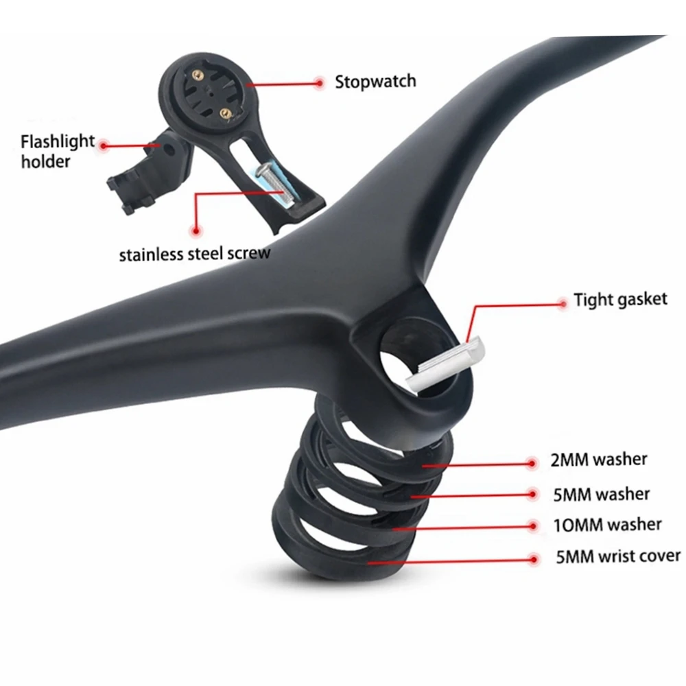 Verkaufen TOSEEK Matte Toray High Carbon Fibre XC Bike Berg Integrierte Gerade Lenker Riser -17 Grad Stem MTB Fahrrad Teile