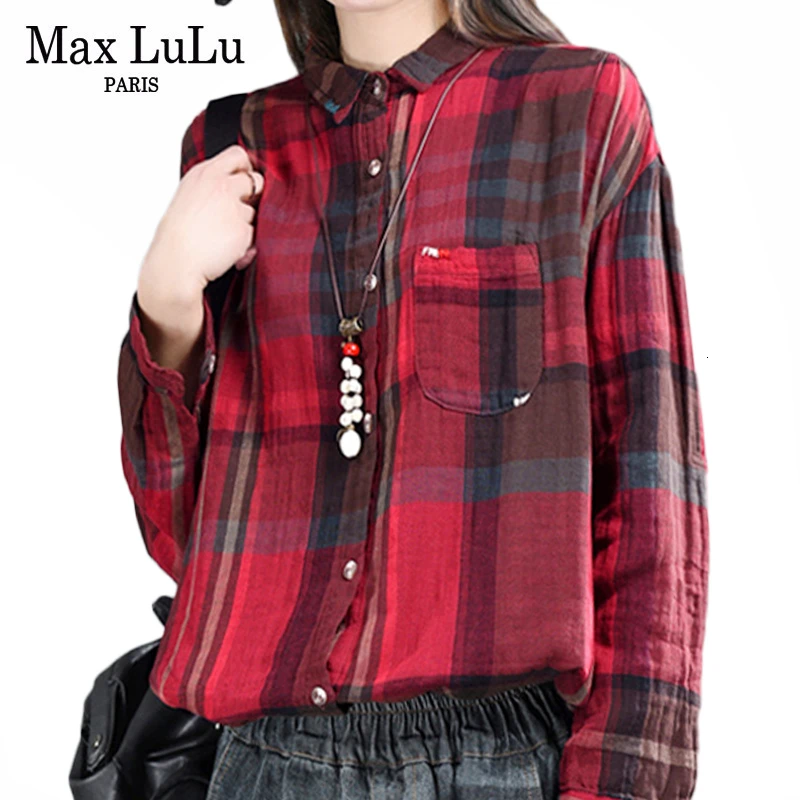 Женские Лоскутные Топы и блузки Max LuLu шифоновые рубашки в клетку стиле панк