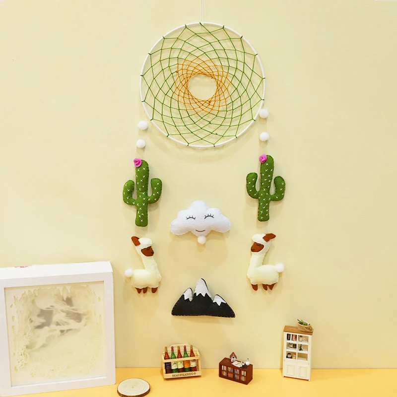 Хранитель снов ручной работы колокольчики в пасторальном стиле кактус Альпака и