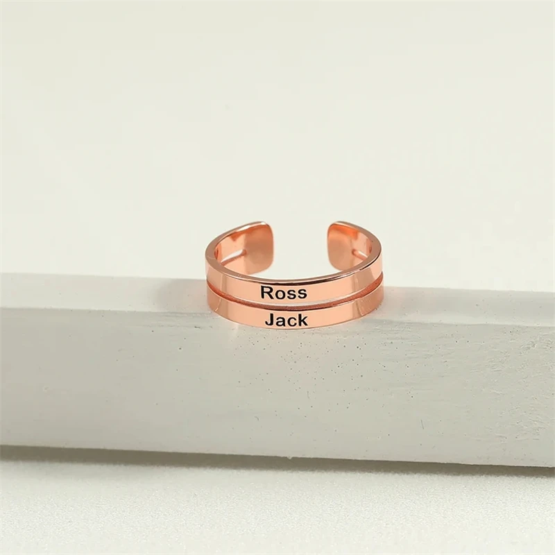 Кольцо Двухслойное из нержавеющей стали с гравировкой имени для женщин
