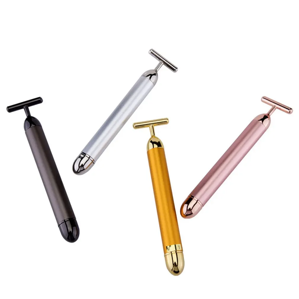 

27K Gold Bar T Type Electric Golden Beauty Stick V Face Artifact Facial Massage Beauty Equipment Vibration Massager for Face Hot