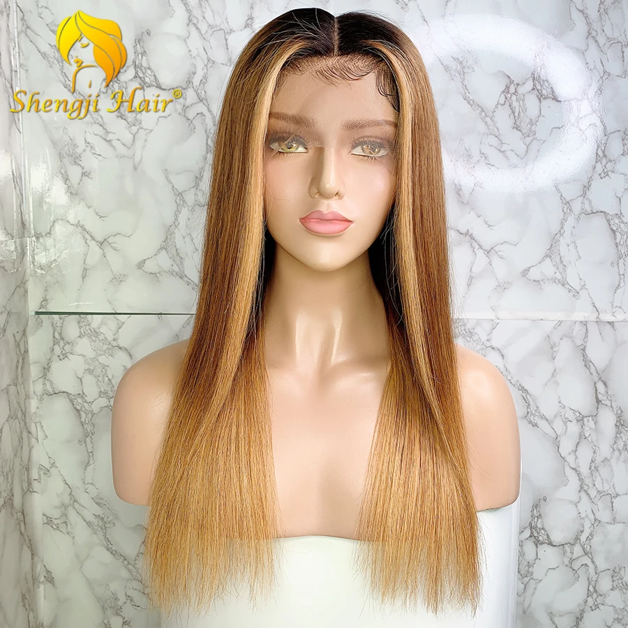 3T блонд Омбре кружевной передний парик с бликами 150% Remy волосы бразильские Прямые