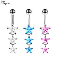 miqiao 1 pcs 316l stainless steel five pointed star belly button ring button body piercing jewelry