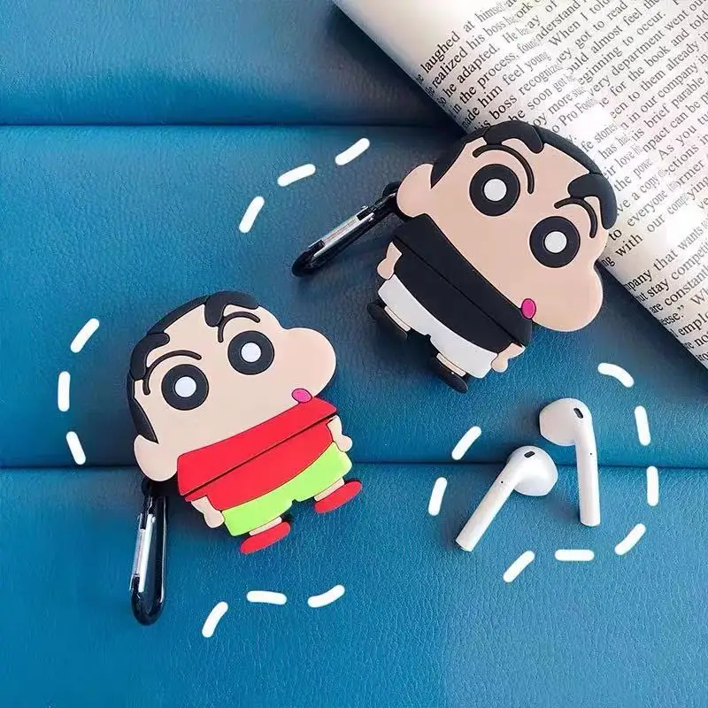 Беспроводной силиконовый чехол 3D для Apple Airpods 2 симпатичный Crayon Shinchan с Bluetooth