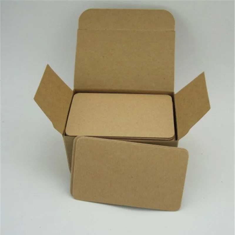 brown boxed 100 шт./лот, специальные бумажные карты, пустые визитки, сообщения, памятки, вечерние, подарочные этикетки, закладки, Обучающие карточки со словами - Цвет: brown boxed