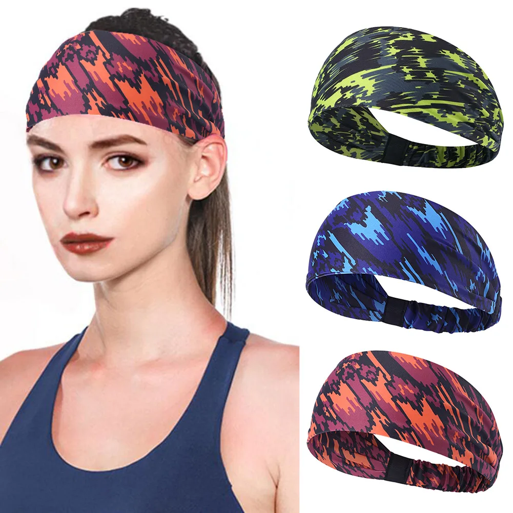 

Printed Lycra Sports Yoga Headband Bandanas Sweat Absorption Soft Fitness Running Basketball Hair Band Headdress