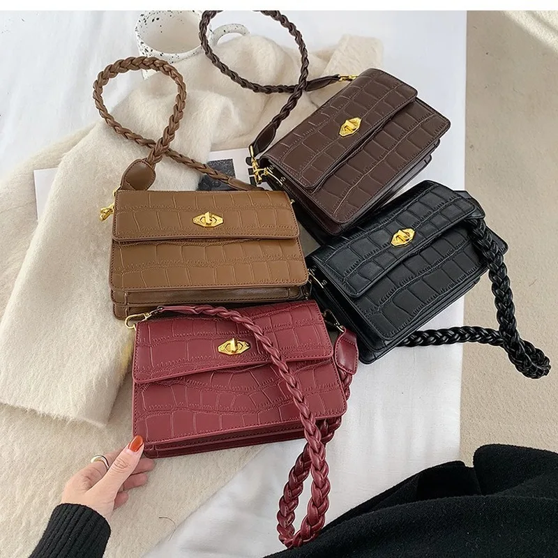 

Net Red Ladies Stone Pattern Tote Bag 2021Autumn and Winter New Fashion Messenger Bag Retro One-shoulder Armpit Small Square Bag