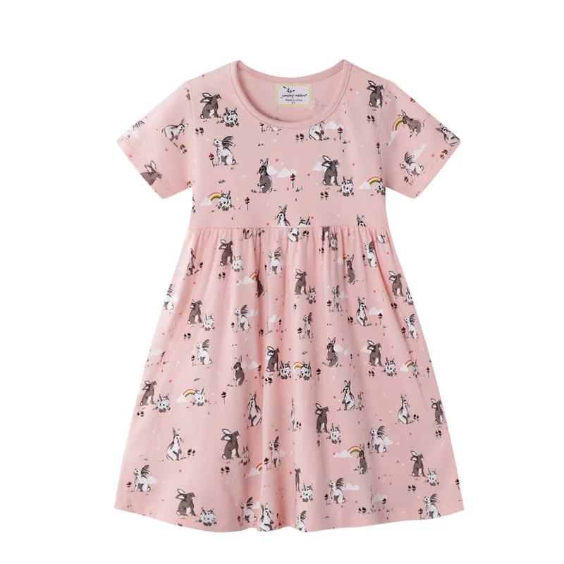 Jumping Meters Animals Summer Princess Girls Dresses Bunny Print Baby Cotton Clothes New Arrival Children Tutu Dress Hot Selling | Детская