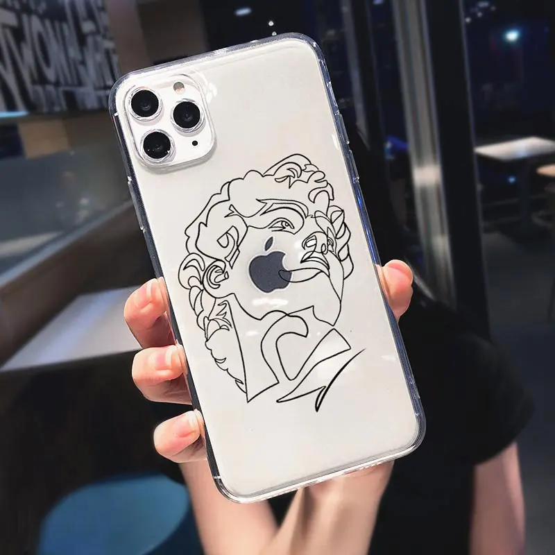 

Funny Face Abstract Cartoon Soft TPU Clear Phone Case for iPhone 12 Pro Max 11 Pro MAX SE 2020 6s 7 8 Plus XS XR XS Max Cover