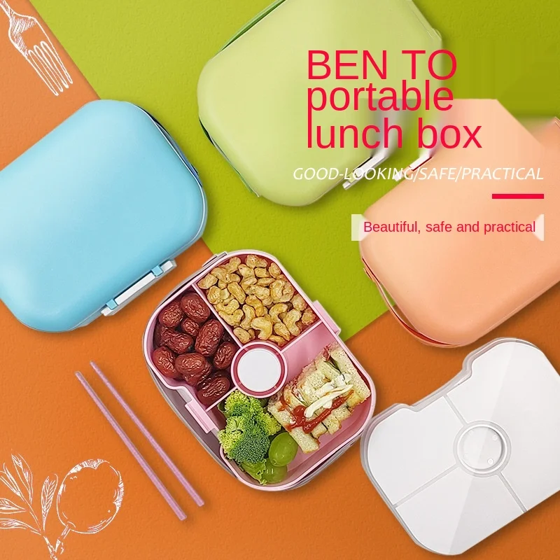 

Portable children's lunch box Japanese double fruit plate creative lunch box picnic box