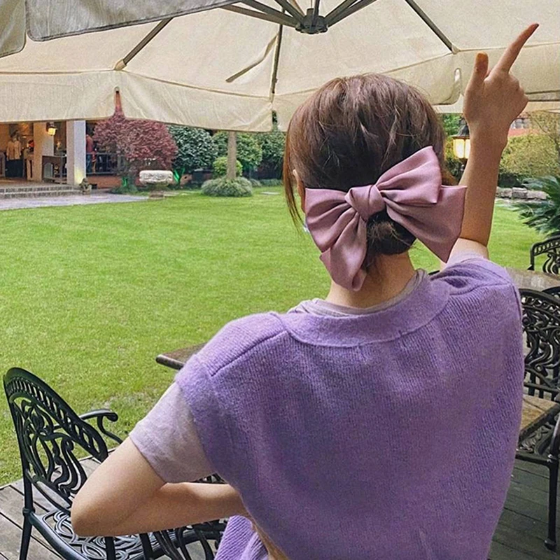 

Французская шикарная Винтажная заколка для волос с атласным большим бантом, зажим для головы, зажим для головы, популярная заколка для воло...