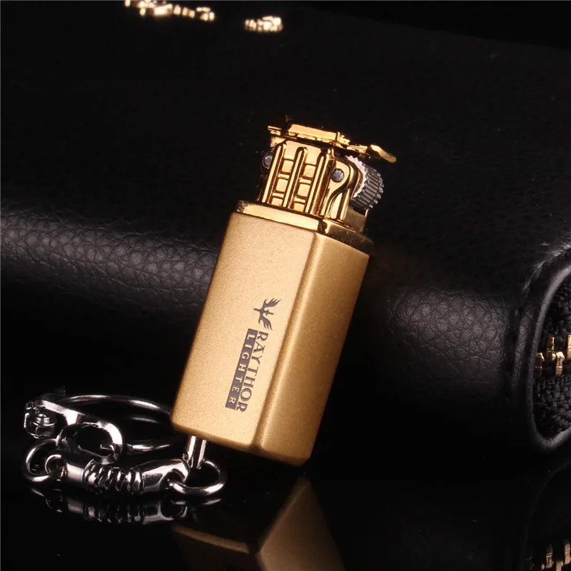 Компактная мини-зажигалка с брелоком струйная Кремниевая зажигалка Бутановая