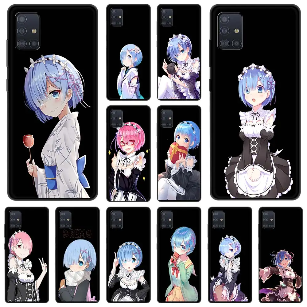 

RamRem Maid Servant Anime Phone Case For Samsung Galaxy A51 A71 A21S A12 A11 A31 A41 A72 A01 A03s A52 A32 A22 A13 5G Soft Cover