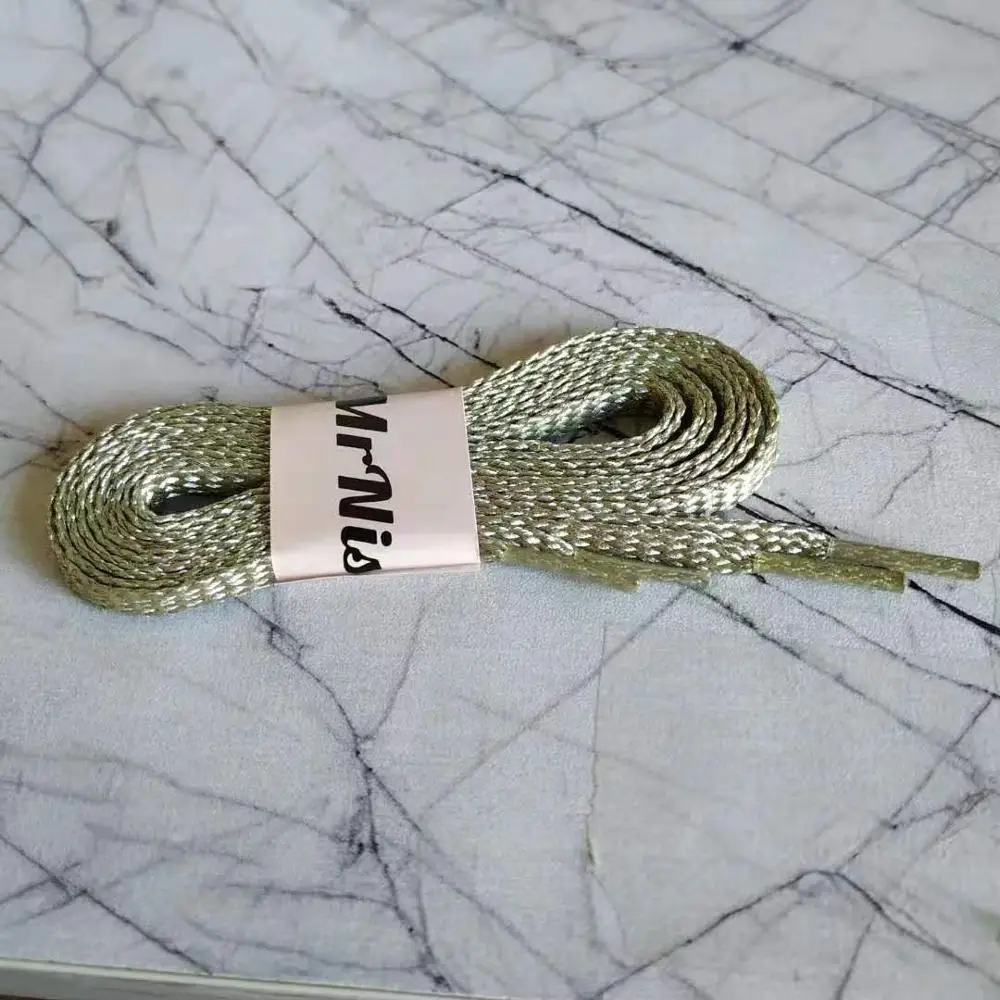 01 Golden 110cm Mr. Niscar/1 пара золотая линия плоские шнурки имитация 24K Золотая шелковая шнурки строки сильный Ширина 0,7 см/Длина 110 см, 140 см - Цвет: 01 Golden 110cm
