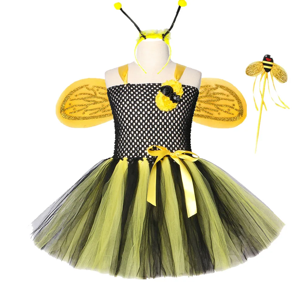 Baby Girls Halloween Animal Cosplay Costume Children Lion Puppy Bee Elk Frog Bear Costumes for Zoo Party Dress Up Tutu Dresses