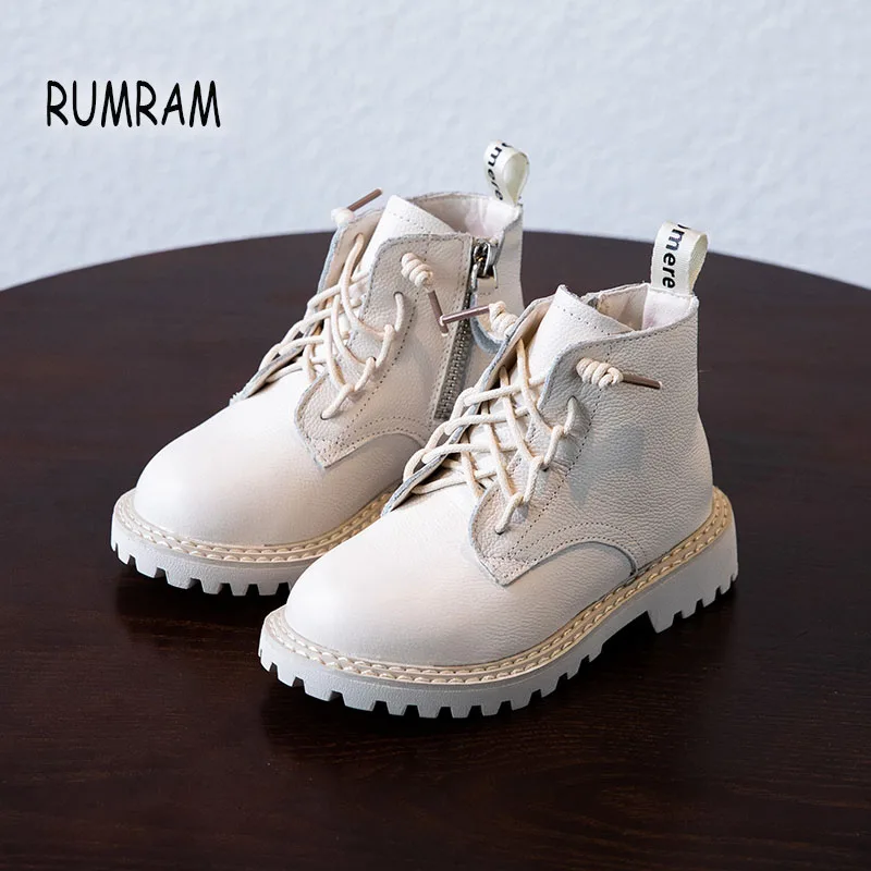 RUMRAM/модные детские кожаные ботинки для девочек и мальчиков Детские Ботинки martin