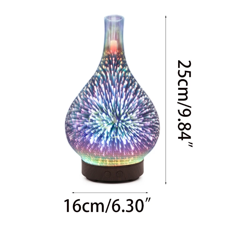 

Essential Oil Diffuser Humidifier 100ML Glass Aromatherpy Diffusers 7 Color LED Lights Changing for Home Bedroom Office Dropship