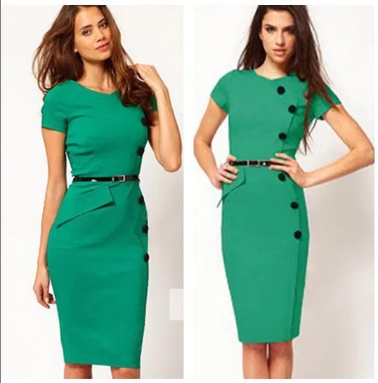 Новое модное летнее платье-карандаш женские повседневные платья одноцветное