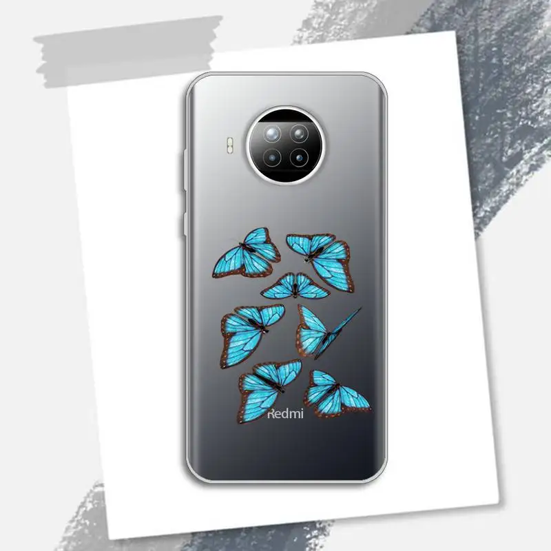 

Cute beautiful blue butterfly Phone Case Transparent for xiaomi redmi note 8 9 9s 11 10t lite pro