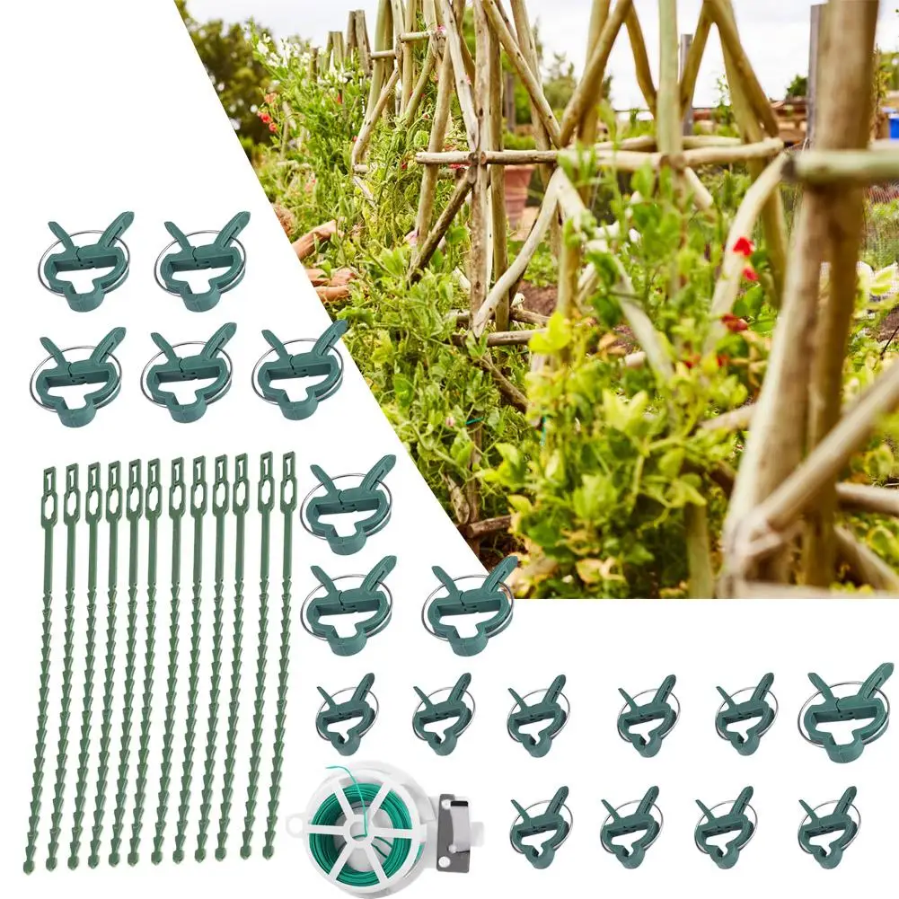 

31Pcs Plants Gardening Tomato Tweezers Lattice Flower Plant Plant Binding And Clip Set Binder Of Plants Wire Fastening Clips Of