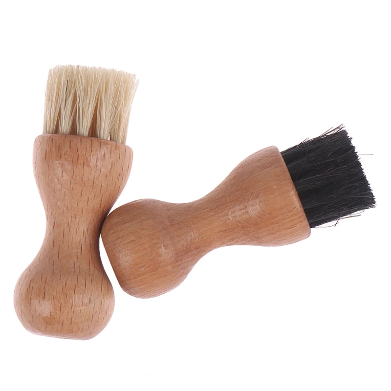 

1pc Wooden Handle Shoes Shine Brush Polish Bristle Hair Buffing Brush Mini Gourd Shoes Oil Brush