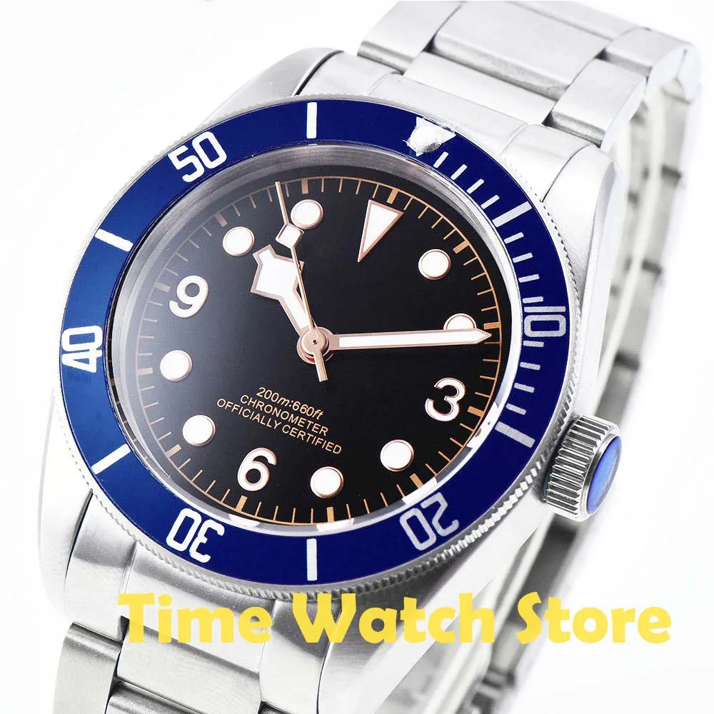 Автоматический мужской браслет с черным циферблатом 41 мм Miyota 8215 | Наручные часы