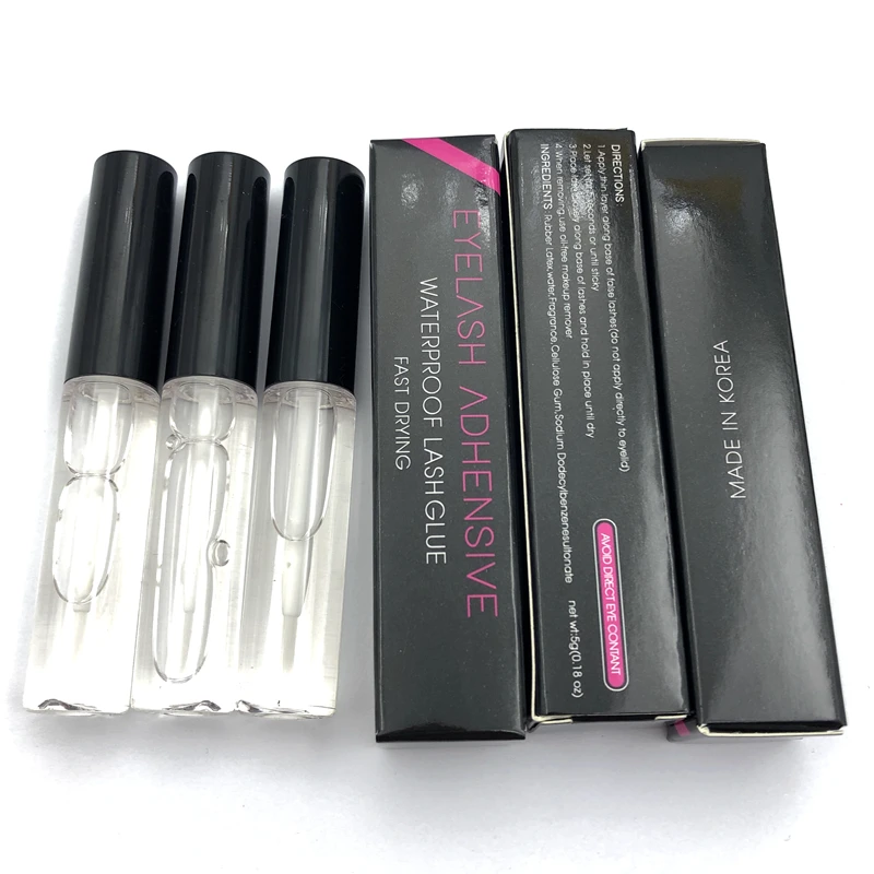 Rainsin Wholesale 50pcs Eyelash Glue Clear white Dark black Waterproof  False Eyelashes 5g Makeup Adhesive Cosmetic Tools