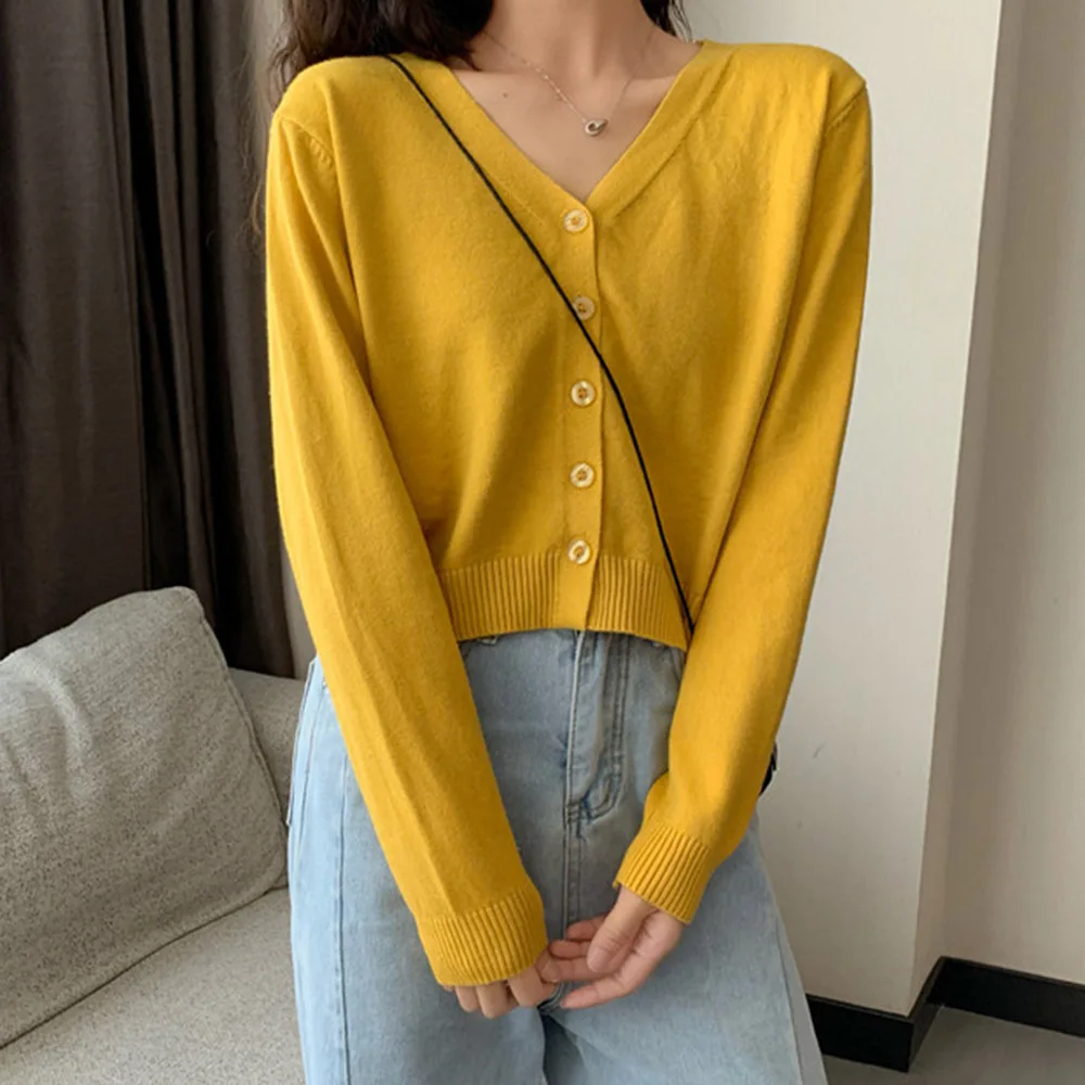 Свитер Для женщин элегантный дизайн прочные кардиганы свитер V образным вырезом