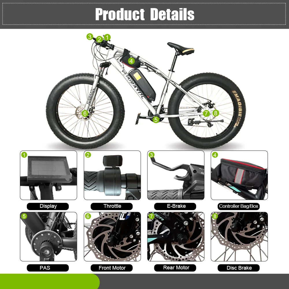 Фара для электровелосипеда в жира Conversion Kit 72V 3000W 20 26in 4 0 шины зимние двухколесного