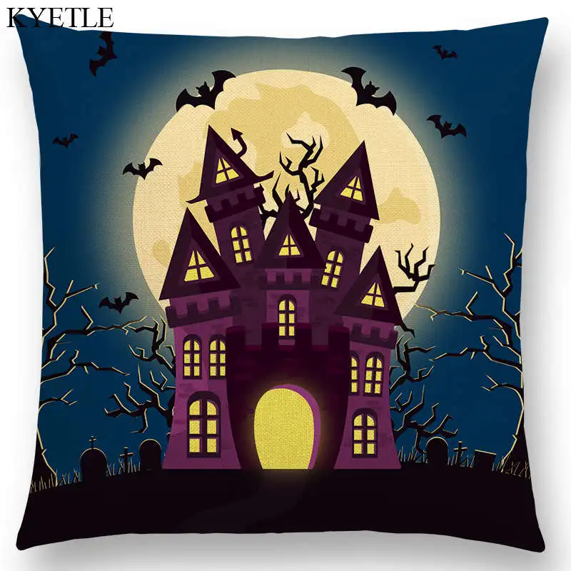Новинка чехол для диванной подушки на Хэллоуин страшная Ночь Луна череп ведьма
