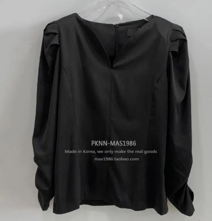 

New arrival Elegant French style white puff sleeve blouse women v-neck loose top shirt