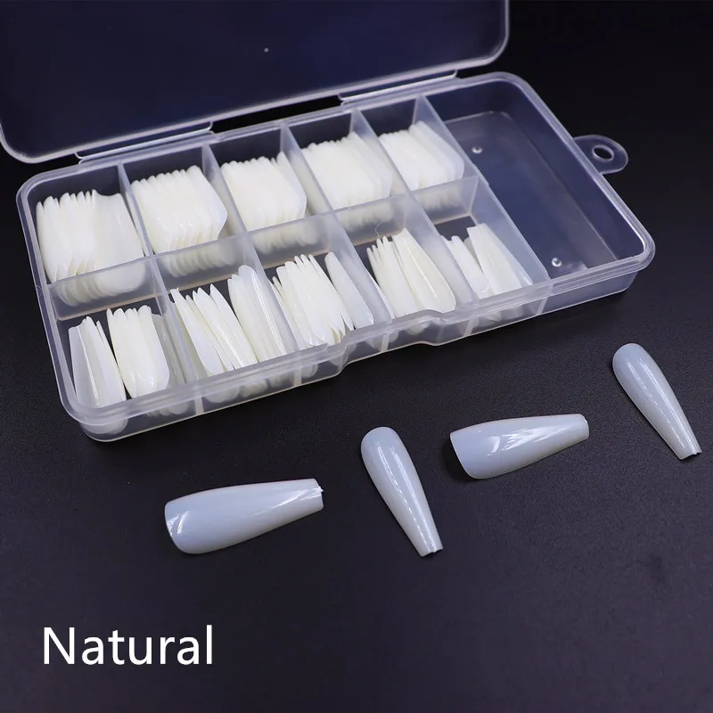 100 шт./кор. профессиональный накладные ногти длинные балерина французские