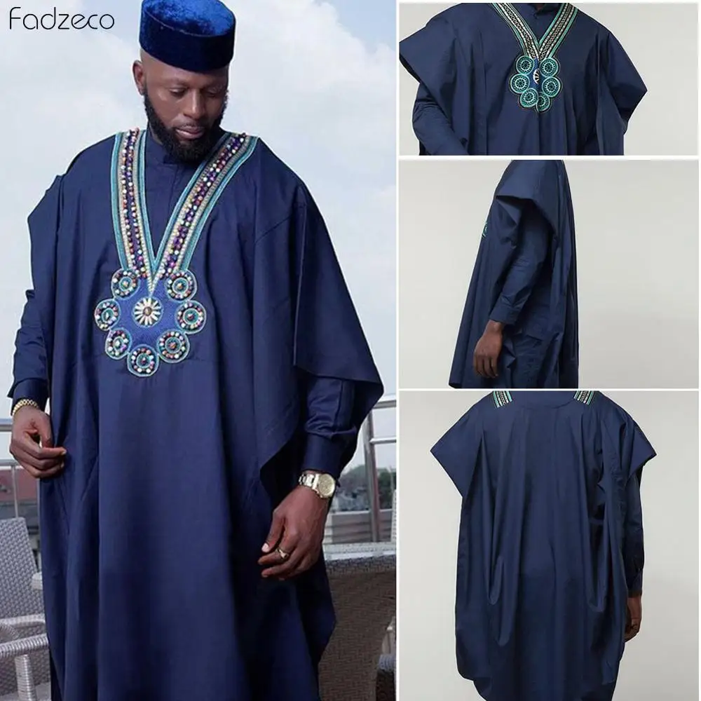 Fadzeco Agbada африканские костюмы для мужчин Дашики деловой комплект из 3 предметов