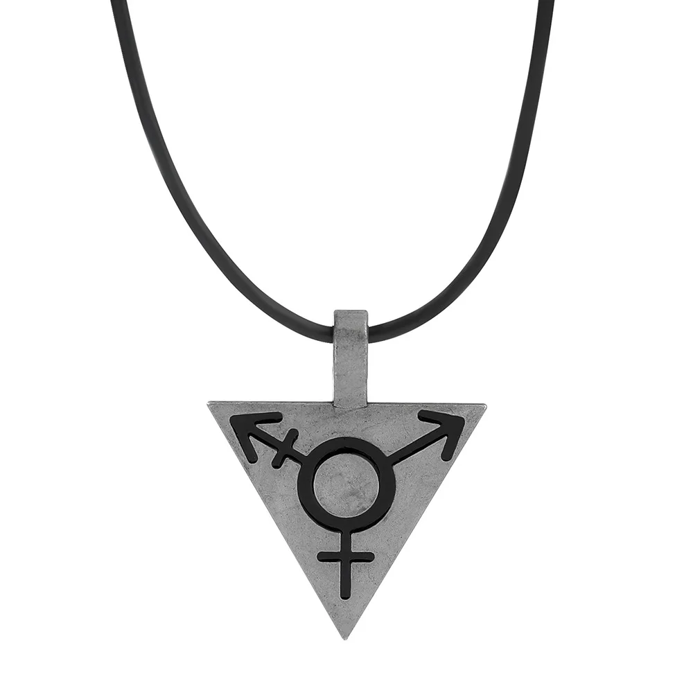 

New Product European and American Trend Personality Black Dripping Triangle Logo Pendant Necklace Alloy Necklace Wholesale