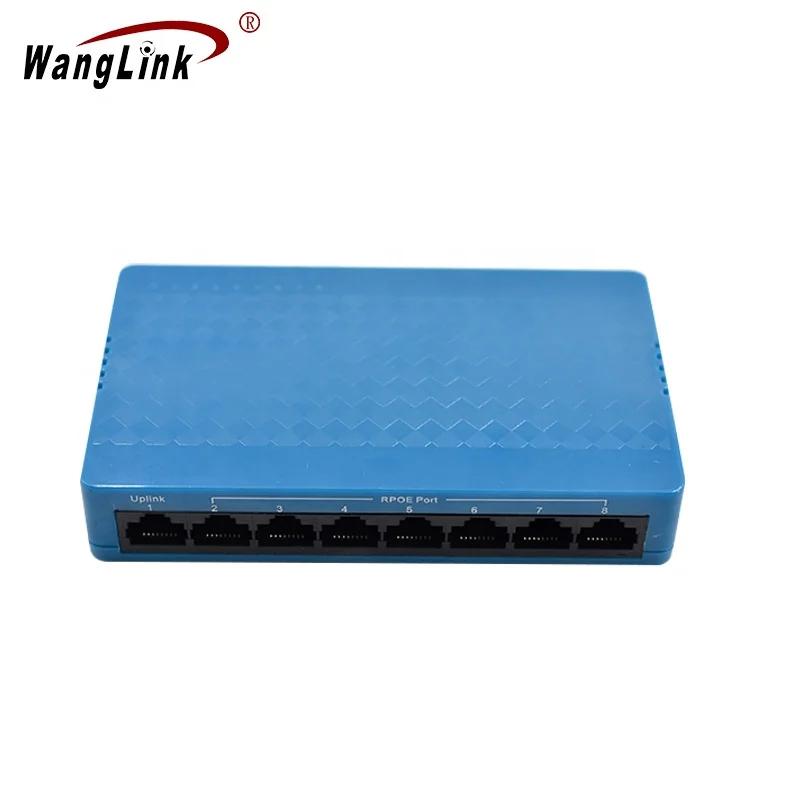 Коммутатор Wanglink RPOE 7*10/100/1000M + 1*1000M гигабитный 8 портовый стандарт освещенности