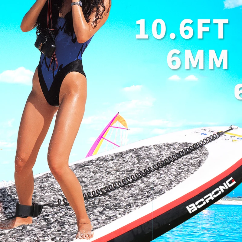 

Surf Sup10 Feet Ankle Leash Surfing Stand Surfing Elastic Coiled Stand UP Paddle Board Leg Rope Surfboard Ankle Leash