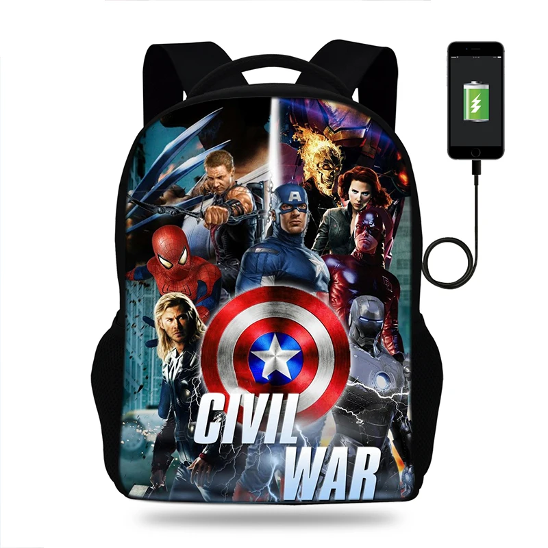 17 дюймов подростковые школьные сумки Капитан Америка рюкзаки для мальчиков