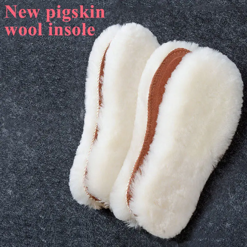 

New Pigskin Wool Insoles Winter Real Fur Wool Thermal Shoes Pad Men Women Comfort Thicken Warm Snow Boots Insole Insert Cushion