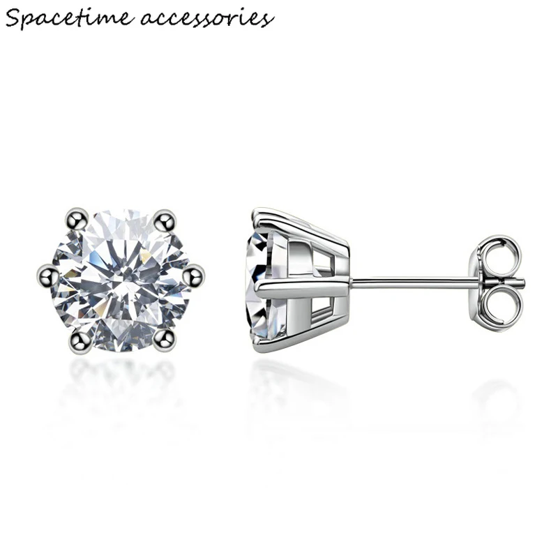 

Real 1 Carat D Color Moissatine Stud Earrings For Women 18K Gold Color 100% 925 Sterling Silver Wedding Party Fine JewelryRings