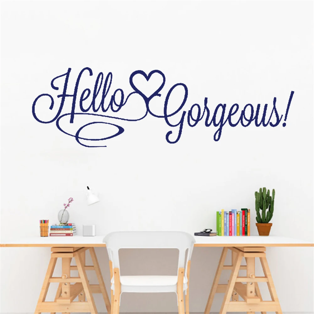 

Women Wall Stickers Hello Gorgeous Quote Mural Removable Vinyl Romantic For Bedroom Livingroom Decals Decoration DW20032