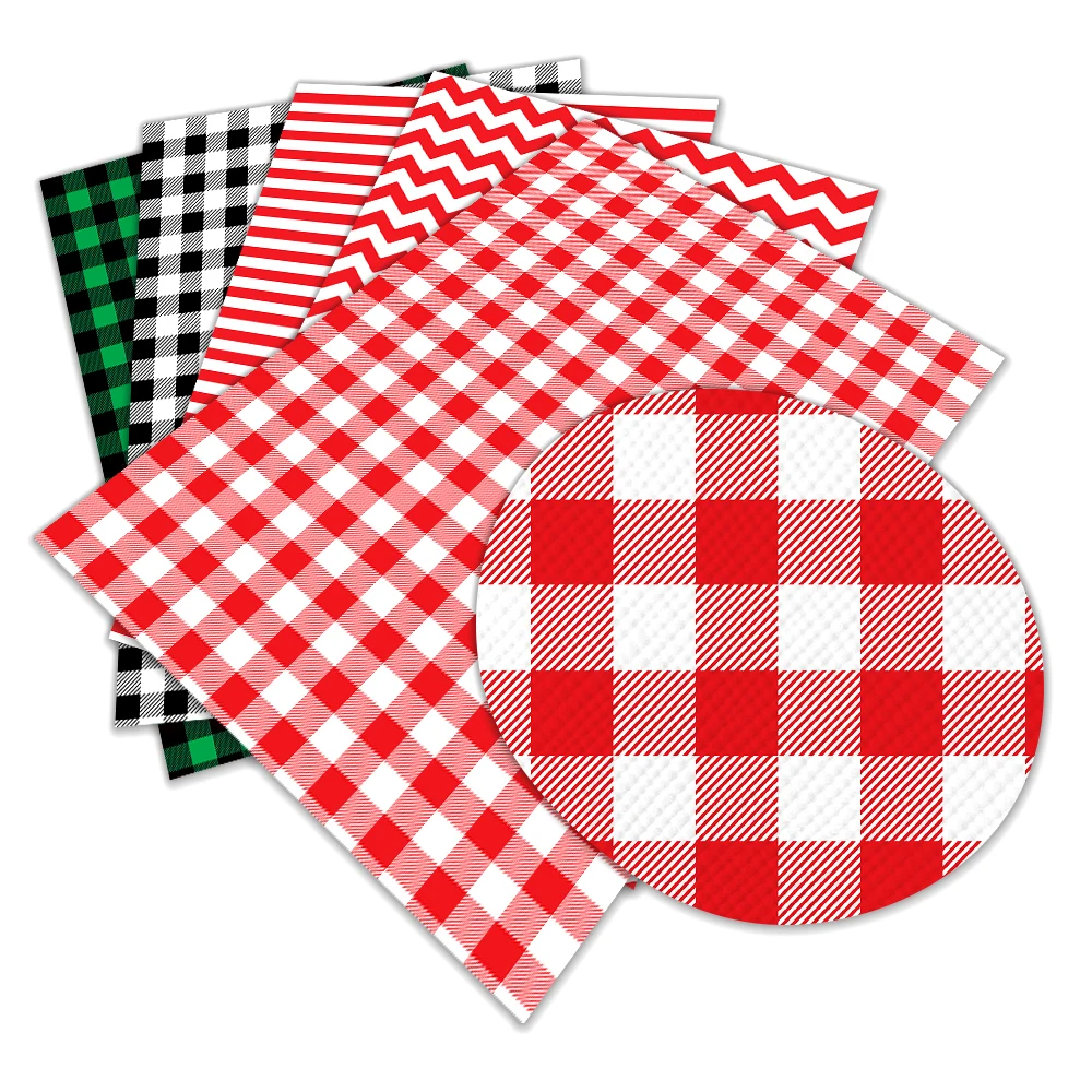 

Hot Check Stripe Pattern Design A4 22x30cm Printed Faux Leather for DIY Bag Material Fabric for Hairbow Decoration Accessory